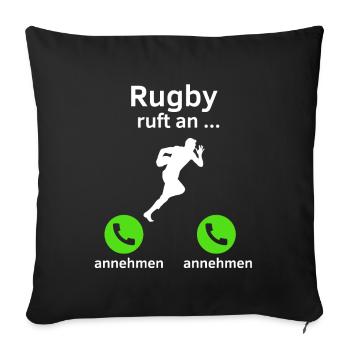 Rugby ruft an - annehmen oder annehmen? - Sofakissenbezug 45 x 45 cm - Schwarz - Vorne