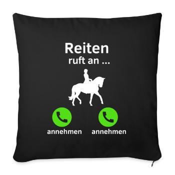 Reiten ruft an - annehmen oder annehmen? - Sofakissenbezug 45 x 45 cm - Schwarz - Vorne
