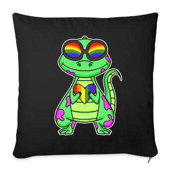 LGBT Animal Dinosaur Rainbow Heart - Sofa pillowcase 17,3'' x 17,3'' (45 x 45 cm) - black - Front