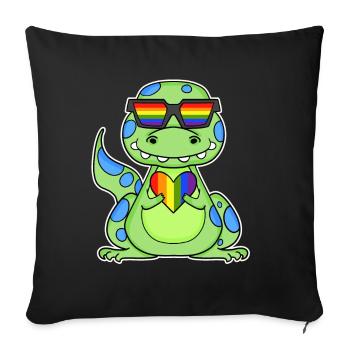 LGBT Animal Dinosaur Rainbow Heart - Sofa pillowcase 17,3'' x 17,3'' (45 x 45 cm) - black - Front