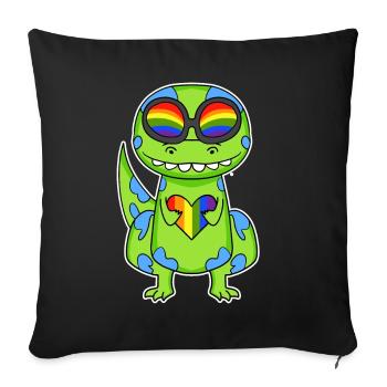 LGBT Animal Dinosaur Rainbow Heart - Sofa pillowcase 17,3'' x 17,3'' (45 x 45 cm) - black - Front