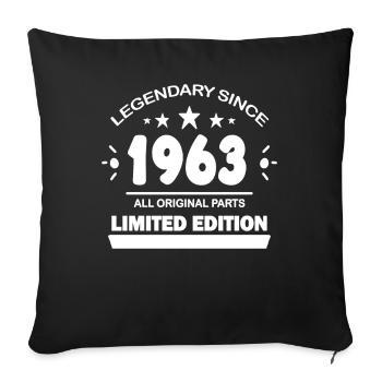 1963 - Born 1963 - Built in 1963 - Sofa pillowcase 17,3'' x 17,3'' (45 x 45 cm) - black - Front