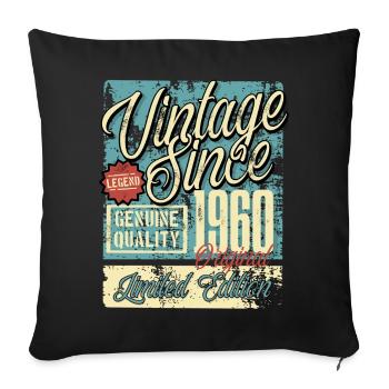 1960 Birthday vintage retro legend - Sofa pillowcase 17,3'' x 17,3'' (45 x 45 cm) - black - Front