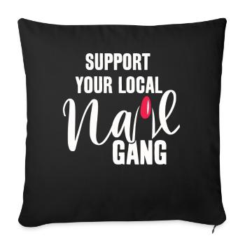 Soutenez votre Nail Gang Nail Tech local - Housse de coussin décorative 45 x 45 cm - noir - Devant