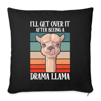 Drame Lama Je vais m’en remettre Alpaga - Housse de coussin décorative 45 x 45 cm - noir - Devant