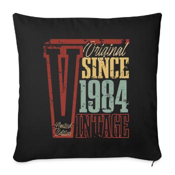 1984 Anniversaire Année de naissance Année de construction Vintage Rétro - Housse de coussin décorative 45 x 45 cm - noir - Devant