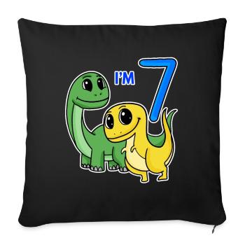 7ème anniversaire garçon Dino Motif - Housse de coussin décorative 45 x 45 cm - noir - Devant