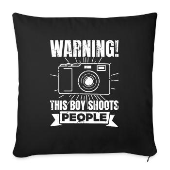 Dieser Junge fotografiert Leute - Sofakissenbezug 45 x 45 cm - Schwarz - Vorne