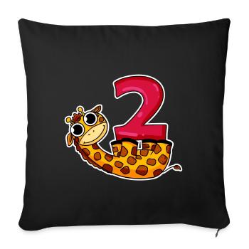 2 years old - 2 birthday with animal motif - Sofa pillowcase 17,3'' x 17,3'' (45 x 45 cm) - black - Front
