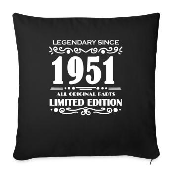 1951 - Born 1951 - Built in 1951 - Sofa pillowcase 17,3'' x 17,3'' (45 x 45 cm) - black - Front