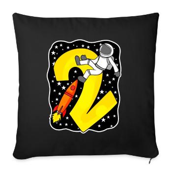2e anniversaire - 2 ans Jeune astronaute - Housse de coussin décorative 45 x 45 cm - noir - Devant
