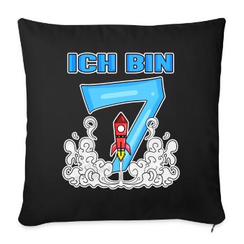 Je suis sept 7 ans Jeune astronaute de fusée - Housse de coussin décorative 45 x 45 cm - noir - Devant