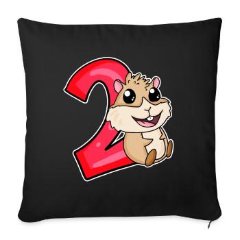 2 years old - 2 birthday with animal motif - Sofa pillowcase 17,3'' x 17,3'' (45 x 45 cm) - black - Front