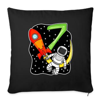 7e anniversaire - 7 ans Jeune astronaute - Housse de coussin décorative 45 x 45 cm - noir - Devant