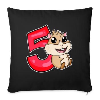 5 years old - 5 birthday with animal motif - Sofa pillowcase 17,3'' x 17,3'' (45 x 45 cm) - black - Front