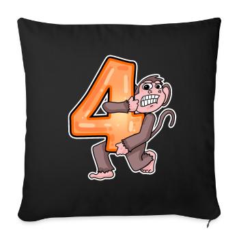 4 Jahre alt - 4. Geburtstag mit Tier Motiv - Sofakissenbezug 45 x 45 cm - Schwarz - Vorne