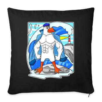Muscles Seagull Sea North Sea Cadeau - Housse de coussin décorative 45 x 45 cm - noir - Devant