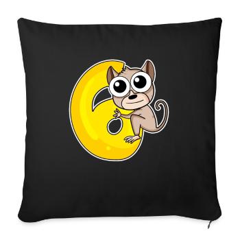 6 Years Old - 6 Birthday with Animal Motif - Sofa pillowcase 17,3'' x 17,3'' (45 x 45 cm) - black - Front