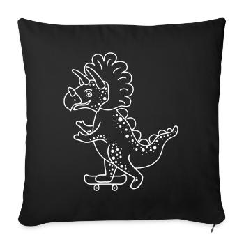 Dinosaurier Comic Triceratops auf Skateboard - Sofakissenbezug 45 x 45 cm - Schwarz - Vorne