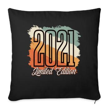 2021 Year of birth Birthday Year of construction Vintage Retro - Sofa pillowcase 17,3'' x 17,3'' (45 x 45 cm) - black - Front