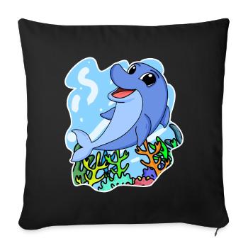 Dauphin - mammifères animaux marins environnement de conservation de la nature - Housse de coussin décorative 45 x 45 cm - noir - Devant