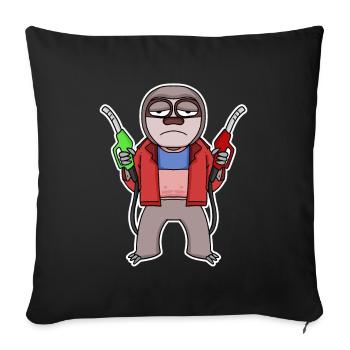 Gas station attendant Sloth petrol station - Sofa pillowcase 17,3'' x 17,3'' (45 x 45 cm) - black - Front
