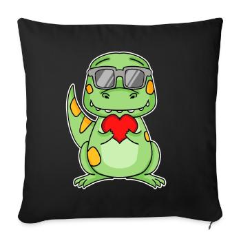 Dinosaurs with Heart - Love Romantic - Sofa pillowcase 17,3'' x 17,3'' (45 x 45 cm) - black - Front
