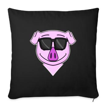 Animal à tête de porc - cochon cool - Housse de coussin décorative 45 x 45 cm - noir - Devant