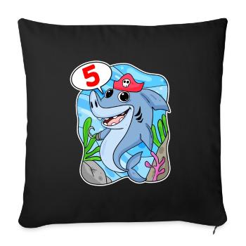5 ans - 5ème anniversaire avec motif animal - Housse de coussin décorative 45 x 45 cm - noir - Devant