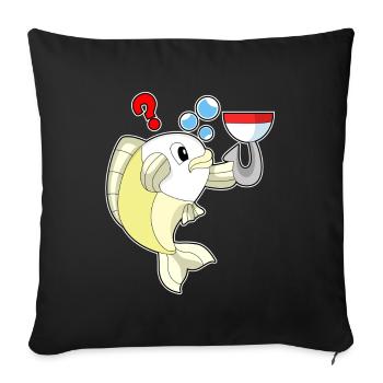 Pêcheur pêcheur à l’hameçon - Housse de coussin décorative 45 x 45 cm - noir - Devant