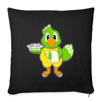 Parrot Cook Worm Cooking - Sofa pillowcase 17,3'' x 17,3'' (45 x 45 cm) - black - Front