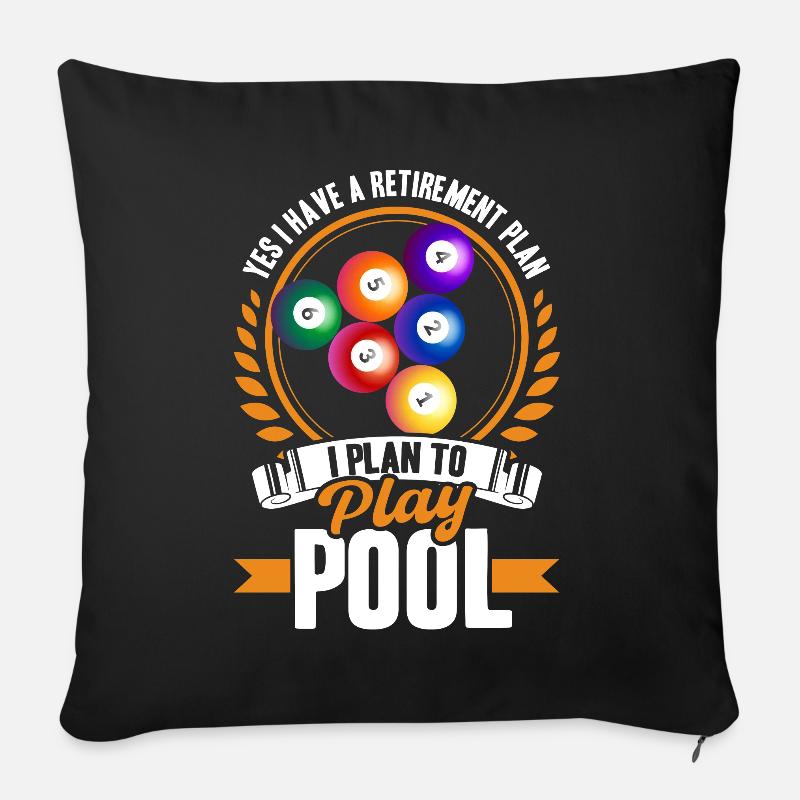 Idée cadeau billard Billard Player Pool Snooker - Housse de coussin décorative 45 x 45 cm - noir