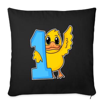 1 an - Inscription - Motif canard - Gagnant - Housse de coussin décorative 45 x 45 cm - noir - Devant