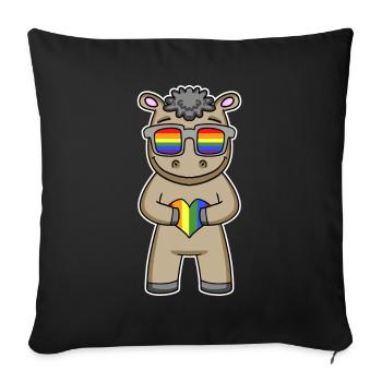 Gay Regenbogen Herz Tier Pferd - Sofakissenbezug 45 x 45 cm - Schwarz - Vorne