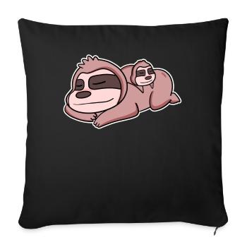Paresseux avec bébé - Housse de coussin décorative 45 x 45 cm - noir - Devant