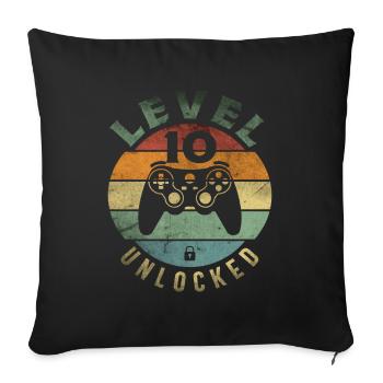 Level 10 Unlocked Funny Video Gamer 10th Birthday - Sofa pillowcase 17,3'' x 17,3'' (45 x 45 cm) - black - Front