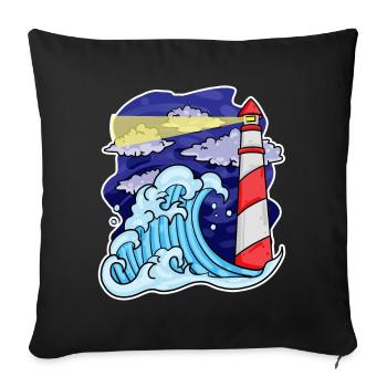 Lighthouse Coast Sea Sea - Sofa pillowcase 17,3'' x 17,3'' (45 x 45 cm) - black - Front