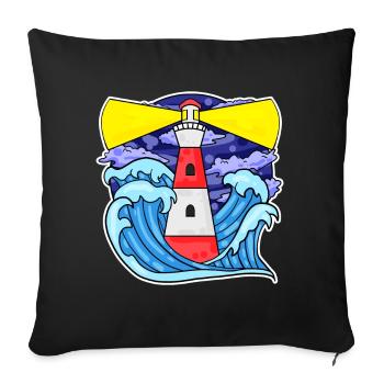Lighthouse Coast Sea Sea - Sofa pillowcase 17,3'' x 17,3'' (45 x 45 cm) - black - Front