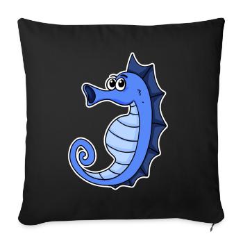 Bleu hippocampe - Housse de coussin décorative 45 x 45 cm - noir - Devant