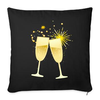 Cheers! Sektgläser Illustration - Sofakissenbezug 45 x 45 cm - Schwarz - Vorne