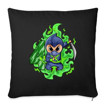 Garçon 4 ans 4ème anniversaire Garçon Ninja Green - Housse de coussin décorative 45 x 45 cm - noir - Devant