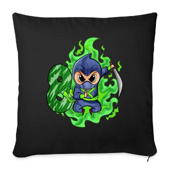 Boy 8 years 8th birthday Boy Ninja Green - Sofa pillowcase 17,3'' x 17,3'' (45 x 45 cm) - black - Front