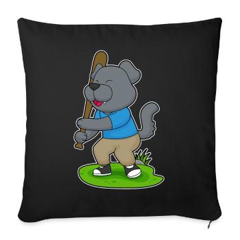 Chien Baseball Batte - Housse de coussin décorative 45 x 45 cm - noir - Devant