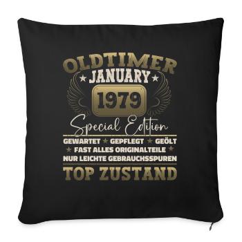 Born 1979 January 44th birthday Gift man - Sofa pillowcase 17,3'' x 17,3'' (45 x 45 cm) - black - Front
