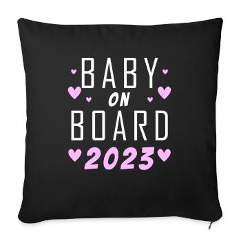 Bébé 2023 - Naissance Enceinte 2023 Grossesse - Housse de coussin décorative 45 x 45 cm - noir - Devant