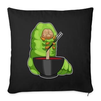 Cuisinière chenille cuisinière cuisinière de ramen - Housse de coussin décorative 45 x 45 cm - noir - Devant