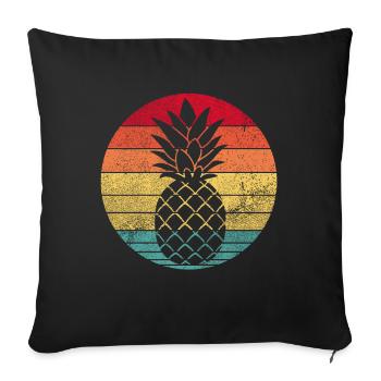 Pineapple Fruits Retro Style Vintage - Sofa pillowcase 17,3'' x 17,3'' (45 x 45 cm) - black - Front