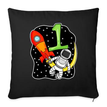 1 year old Young astronaut - Sofa pillowcase 17,3'' x 17,3'' (45 x 45 cm) - black - Front
