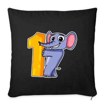 1 an - inscription à l’école - motif éléphant - Housse de coussin décorative 45 x 45 cm - noir - Devant