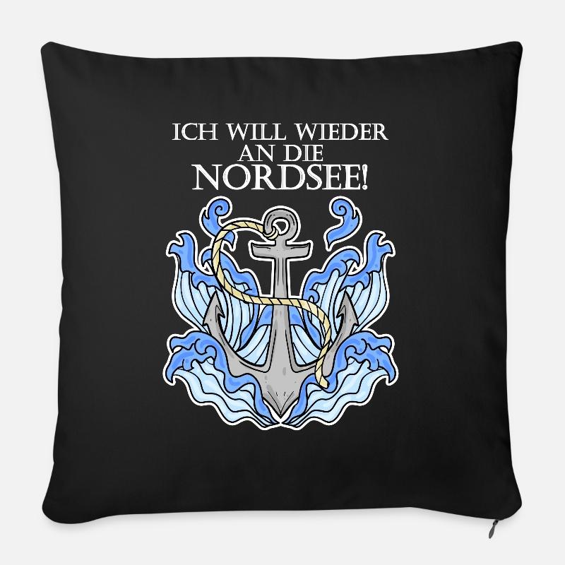 Anker Nordsee Plattdeutsch Spruch Moin - Sofakissenbezug 45 x 45 cm - Schwarz